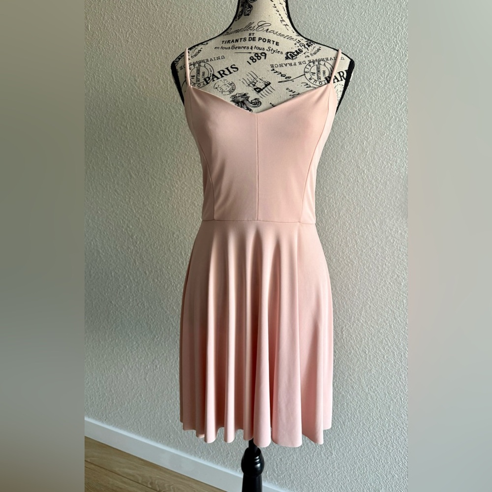 NWT Topshop Blush Pink Crossback Skater Mini Dress